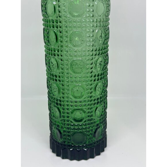 Rare VTG 60s Empoli Emerald Green Genie Bottle Ravioli Pattern Decanter Vase 12" - Picture 3 of 7